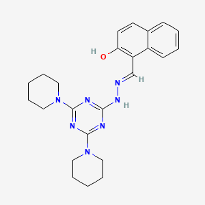 1-[(E)-{2-[4,6-di(piperidin-1-yl)-1,3,5-triazin-2-yl]hydrazinylidene}methyl]naphthalen-2-ol