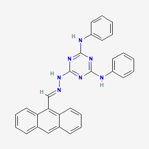 molecular formula C30H23N7 B11666480 6-[(2E)-2-(anthracen-9-ylmethylidene)hydrazinyl]-N,N'-diphenyl-1,3,5-triazine-2,4-diamine 