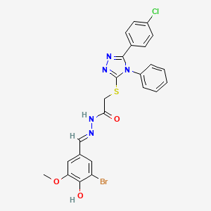 molecular formula C24H19BrClN5O3S B11666488 N'-[(E)-(3-bromo-4-hydroxy-5-methoxyphenyl)methylidene]-2-{[5-(4-chlorophenyl)-4-phenyl-4H-1,2,4-triazol-3-yl]sulfanyl}acetohydrazide 