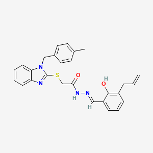 molecular formula C27H26N4O2S B11666506 N'-(3-allyl-2-hydroxybenzylidene)-2-{[1-(4-methylbenzyl)-1H-benzimidazol-2-yl]sulfanyl}acetohydrazide 