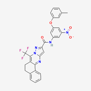 molecular formula C29H20F3N5O4 B11666532 N-[3-(3-methylphenoxy)-5-nitrophenyl]-7-(trifluoromethyl)-5,6-dihydrobenzo[h]pyrazolo[5,1-b]quinazoline-10-carboxamide 