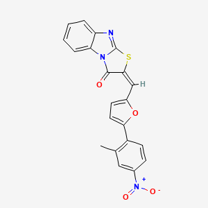 molecular formula C21H13N3O4S B11666539 (2E)-2-{[5-(2-methyl-4-nitrophenyl)furan-2-yl]methylidene}[1,3]thiazolo[3,2-a]benzimidazol-3(2H)-one 