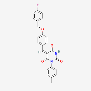 (5E)-5-{4-[(4-fluorobenzyl)oxy]benzylidene}-1-(4-methylphenyl)pyrimidine-2,4,6(1H,3H,5H)-trione