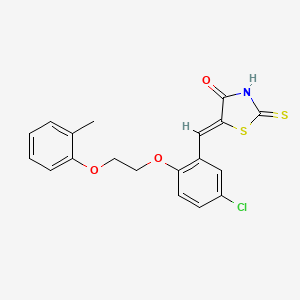 molecular formula C19H16ClNO3S2 B11666570 (5Z)-5-{5-chloro-2-[2-(2-methylphenoxy)ethoxy]benzylidene}-2-thioxo-1,3-thiazolidin-4-one 