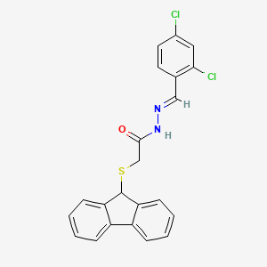 molecular formula C22H16Cl2N2OS B11666578 N'-[(E)-(2,4-dichlorophenyl)methylidene]-2-(9H-fluoren-9-ylsulfanyl)acetohydrazide 