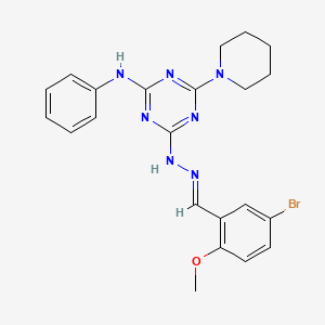 4-[(2E)-2-(5-bromo-2-methoxybenzylidene)hydrazinyl]-N-phenyl-6-(piperidin-1-yl)-1,3,5-triazin-2-amine