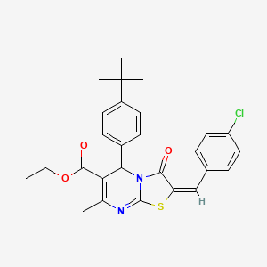 ethyl (2E)-5-(4-tert-butylphenyl)-2-(4-chlorobenzylidene)-7-methyl-3-oxo-2,3-dihydro-5H-[1,3]thiazolo[3,2-a]pyrimidine-6-carboxylate