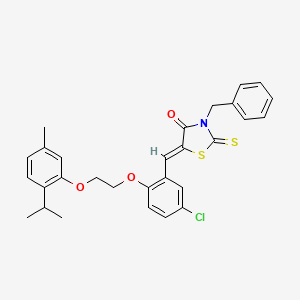 molecular formula C29H28ClNO3S2 B11666633 (5Z)-3-benzyl-5-(5-chloro-2-{2-[5-methyl-2-(propan-2-yl)phenoxy]ethoxy}benzylidene)-2-thioxo-1,3-thiazolidin-4-one 