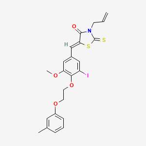 molecular formula C23H22INO4S2 B11666634 (5Z)-5-{3-iodo-5-methoxy-4-[2-(3-methylphenoxy)ethoxy]benzylidene}-3-(prop-2-en-1-yl)-2-thioxo-1,3-thiazolidin-4-one 