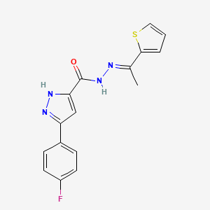 molecular formula C16H13FN4OS B11666642 5-(4-F-PH)-2H-Pyrazole-3-carboxylic acid (1-thiophen-2-YL-ethylidene)-hydrazide 