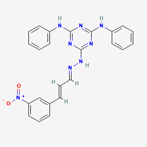 molecular formula C24H20N8O2 B11666659 6-{(2E)-2-[(2E)-3-(3-nitrophenyl)prop-2-en-1-ylidene]hydrazinyl}-N,N'-diphenyl-1,3,5-triazine-2,4-diamine 