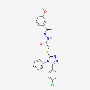 2-{[5-(4-chlorophenyl)-4-phenyl-4H-1,2,4-triazol-3-yl]sulfanyl}-N'-[(1E)-1-(3-methoxyphenyl)ethylidene]acetohydrazide