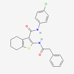 molecular formula C23H21ClN2O2S B11666672 N-(4-chlorophenyl)-2-[(phenylacetyl)amino]-4,5,6,7-tetrahydro-1-benzothiophene-3-carboxamide 