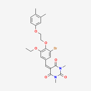 5-({3-Bromo-4-[2-(3,4-dimethylphenoxy)ethoxy]-5-ethoxyphenyl}methylidene)-1,3-dimethyl-1,3-diazinane-2,4,6-trione