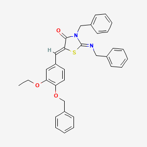 (2E,5Z)-3-Benzyl-2-(benzylimino)-5-{[4-(benzyloxy)-3-ethoxyphenyl]methylidene}-1,3-thiazolidin-4-one