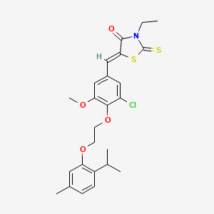 (5Z)-5-(3-chloro-5-methoxy-4-{2-[5-methyl-2-(propan-2-yl)phenoxy]ethoxy}benzylidene)-3-ethyl-2-thioxo-1,3-thiazolidin-4-one