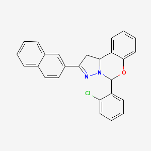 molecular formula C26H19ClN2O B11666747 5-(2-Chlorophenyl)-2-(2-naphthyl)-1,10B-dihydropyrazolo(1,5-C)(1,3)benzoxazine CAS No. 303104-43-0