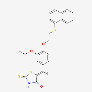 molecular formula C24H21NO3S3 B11666773 (5Z)-5-{3-ethoxy-4-[2-(naphthalen-1-ylsulfanyl)ethoxy]benzylidene}-2-thioxo-1,3-thiazolidin-4-one 