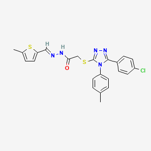 2-{[5-(4-chlorophenyl)-4-(4-methylphenyl)-4H-1,2,4-triazol-3-yl]sulfanyl}-N'-[(E)-(5-methylthiophen-2-yl)methylidene]acetohydrazide