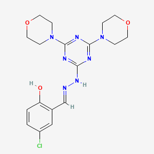 4-chloro-2-[(E)-{2-[4,6-di(morpholin-4-yl)-1,3,5-triazin-2-yl]hydrazinylidene}methyl]phenol