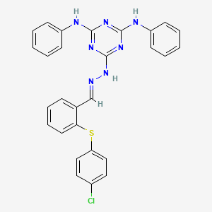 6-[(2E)-2-{2-[(4-chlorophenyl)sulfanyl]benzylidene}hydrazinyl]-N,N'-diphenyl-1,3,5-triazine-2,4-diamine