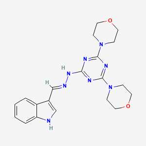 molecular formula C20H24N8O2 B11666830 3-[(E)-{2-[4,6-di(morpholin-4-yl)-1,3,5-triazin-2-yl]hydrazinylidene}methyl]-1H-indole 