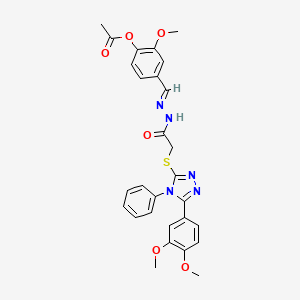 4-{(E)-[({[5-(3,4-Dimethoxyphenyl)-4-phenyl-4H-1,2,4-triazol-3-YL]sulfanyl}acetyl)hydrazono]methyl}-2-methoxyphenyl acetate