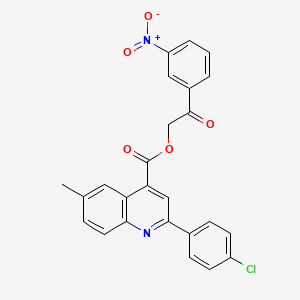 molecular formula C25H17ClN2O5 B11666851 2-(3-Nitrophenyl)-2-oxoethyl 2-(4-chlorophenyl)-6-methylquinoline-4-carboxylate 