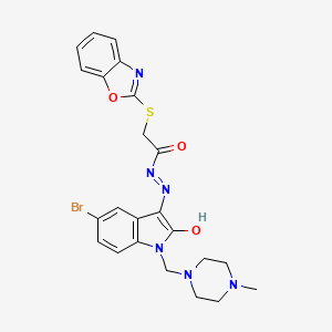 2-(1,3-benzoxazol-2-ylsulfanyl)-N'-{(3Z)-5-bromo-1-[(4-methylpiperazin-1-yl)methyl]-2-oxo-1,2-dihydro-3H-indol-3-ylidene}acetohydrazide