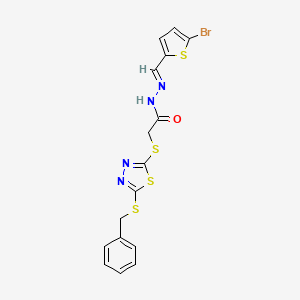 2-{[5-(benzylsulfanyl)-1,3,4-thiadiazol-2-yl]sulfanyl}-N'-[(E)-(5-bromothiophen-2-yl)methylidene]acetohydrazide