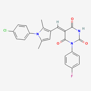 (5Z)-5-{[1-(4-chlorophenyl)-2,5-dimethyl-1H-pyrrol-3-yl]methylidene}-1-(4-fluorophenyl)pyrimidine-2,4,6(1H,3H,5H)-trione