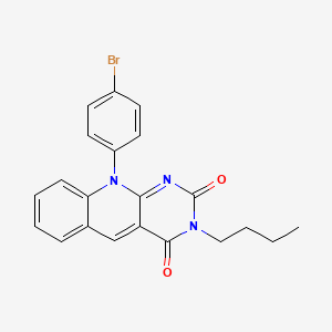 molecular formula C21H18BrN3O2 B11666899 10-(4-bromophenyl)-3-butylpyrimido[4,5-b]quinoline-2,4(3H,10H)-dione 