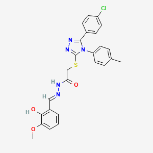 2-{[5-(4-chlorophenyl)-4-(4-methylphenyl)-4H-1,2,4-triazol-3-yl]sulfanyl}-N'-[(E)-(2-hydroxy-3-methoxyphenyl)methylidene]acetohydrazide