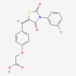 molecular formula C18H12ClNO5S B11666945 (4-{(E)-[3-(3-chlorophenyl)-2,4-dioxo-1,3-thiazolidin-5-ylidene]methyl}phenoxy)acetic acid 