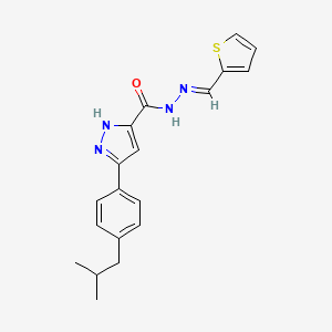 molecular formula C19H20N4OS B11666948 3-(4-Isobutylphenyl)-N'-(thiophen-2-ylmethylene)-1H-pyrazole-5-carbohydrazide CAS No. 303107-07-5