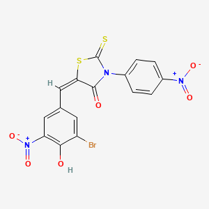 molecular formula C16H8BrN3O6S2 B11666949 (5E)-5-[(3-bromo-4-hydroxy-5-nitrophenyl)methylidene]-3-(4-nitrophenyl)-2-sulfanylidene-1,3-thiazolidin-4-one 