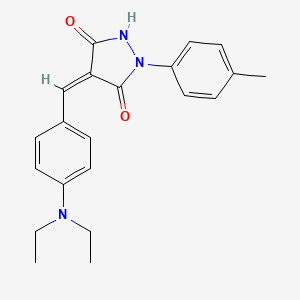 molecular formula C21H23N3O2 B11666957 (4Z)-4-[4-(diethylamino)benzylidene]-1-(4-methylphenyl)pyrazolidine-3,5-dione 