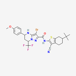 3-bromo-N-(6-tert-butyl-3-cyano-4,5,6,7-tetrahydro-1-benzothiophen-2-yl)-5-(4-methoxyphenyl)-7-(trifluoromethyl)-4,5,6,7-tetrahydropyrazolo[1,5-a]pyrimidine-2-carboxamide