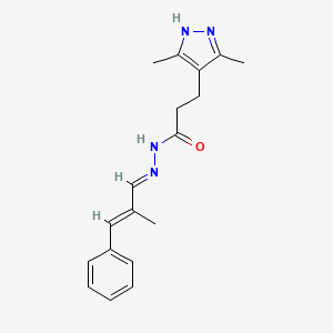 molecular formula C18H22N4O B11666988 3-(3,5-dimethyl-1H-pyrazol-4-yl)-N'-[(E,2E)-2-methyl-3-phenyl-2-propenylidene]propanohydrazide 