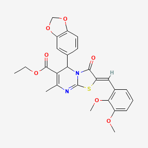 ethyl (2Z)-5-(1,3-benzodioxol-5-yl)-2-(2,3-dimethoxybenzylidene)-7-methyl-3-oxo-2,3-dihydro-5H-[1,3]thiazolo[3,2-a]pyrimidine-6-carboxylate