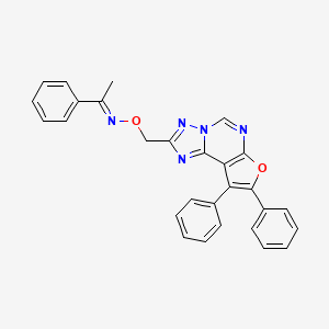 molecular formula C28H21N5O2 B11667028 (1E)-N-[(8,9-diphenylfuro[3,2-e][1,2,4]triazolo[1,5-c]pyrimidin-2-yl)methoxy]-1-phenylethanimine 