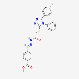 Methyl 4-{(E)-[({[5-(4-bromophenyl)-4-phenyl-4H-1,2,4-triazol-3-YL]sulfanyl}acetyl)hydrazono]methyl}benzoate