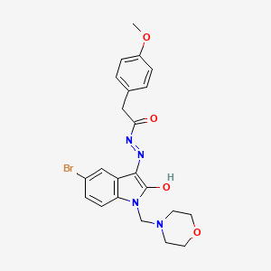 N'-[(3E)-5-bromo-1-(morpholin-4-ylmethyl)-2-oxo-1,2-dihydro-3H-indol-3-ylidene]-2-(4-methoxyphenyl)acetohydrazide