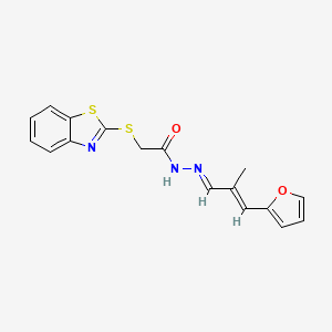 molecular formula C17H15N3O2S2 B11667044 2-(1,3-benzothiazol-2-ylsulfanyl)-N'-[(1E,2E)-3-(furan-2-yl)-2-methylprop-2-en-1-ylidene]acetohydrazide CAS No. 308096-05-1