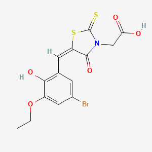 [(5E)-5-(5-bromo-3-ethoxy-2-hydroxybenzylidene)-4-oxo-2-thioxo-1,3-thiazolidin-3-yl]acetic acid