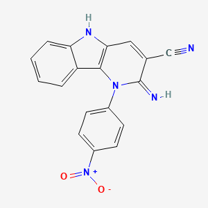 molecular formula C18H11N5O2 B11667060 2-imino-1-(4-nitrophenyl)-2,5-dihydro-1H-pyrido[3,2-b]indole-3-carbonitrile 