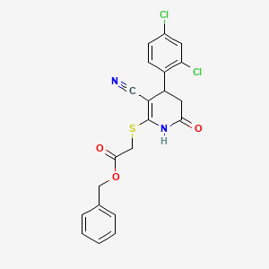 Benzyl {[3-cyano-4-(2,4-dichlorophenyl)-6-oxo-1,4,5,6-tetrahydropyridin-2-yl]sulfanyl}acetate