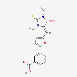 3-{5-[(Z)-(1,3-diethyl-5-oxo-2-thioxoimidazolidin-4-ylidene)methyl]furan-2-yl}benzoic acid