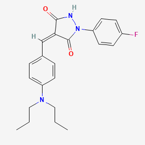 molecular formula C22H24FN3O2 B11667102 (4Z)-4-[4-(dipropylamino)benzylidene]-1-(4-fluorophenyl)pyrazolidine-3,5-dione 