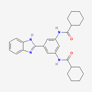 molecular formula C27H32N4O2 B11667105 N,N'-[5-(1H-benzimidazol-2-yl)benzene-1,3-diyl]dicyclohexanecarboxamide 